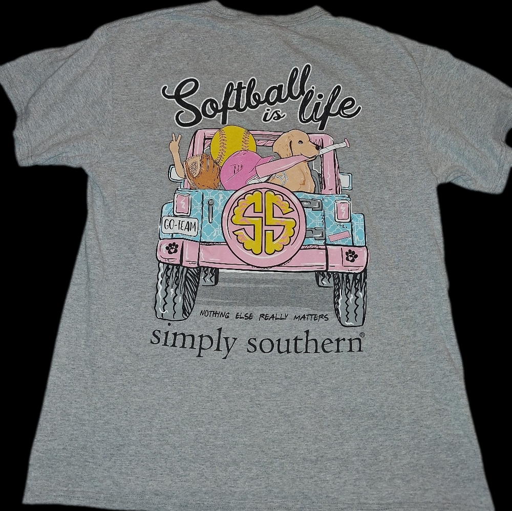 Simply Southern Gray T-Shirt Softball Is Life